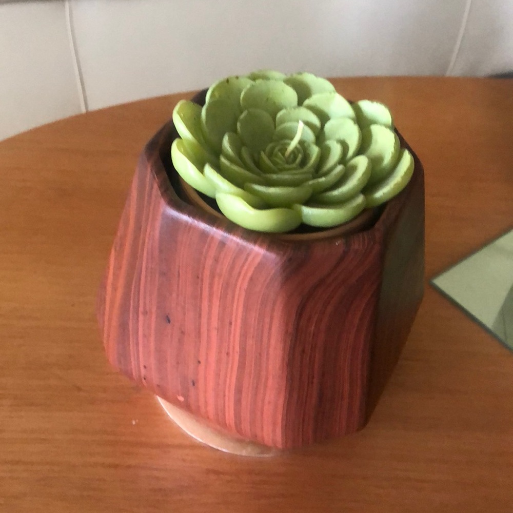 Vintage Wood painted ceramic planter mcm vibes no plant